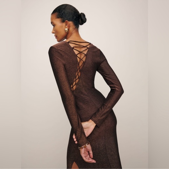 Reformation Brown Long Sleeve Dress - Picture 2 of 10
